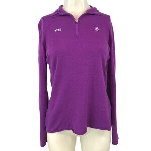 ARIAT TEK - WOMEN'S LARGE PURPLE LONG SLEEVE QUATER ZIP 100% MERINO WOOL TOP